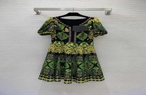 2023 Spring Summer Long Mancheve V Neck Print Fashion Milan Riche Robe de créateurs Brand Même robe de style 021799609290
