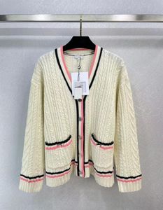 2023 Spring Summer Milan Runway Sweaters v Neck Long Sleeve Dames039S Sweater High End Jacquard Cardigan Designer Clothing 03017891598