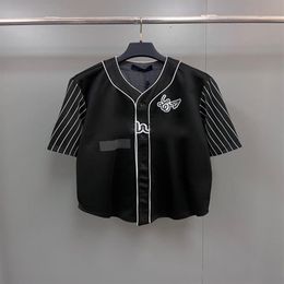 2023 Printemps Eté Nouveauté Chemise de Baseball Noire - 73% Polyester 22% Coton 5% Nylon Cardigan Unisexe à Manches Courtes TAILLE EURO299T