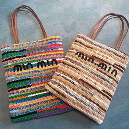 2023 primavera/verano nuevo bolso tejido de paja a rayas versátil bolso de un hombro bolso de compras bolso de mamá de gran capacidad nueva tendencia 230621