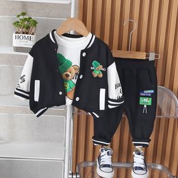 2023 Spring peuter babykleding outfits babymeisjes kleding sets jongens cartoon jassen Cardigan shirt broek kinderen casual kostuum