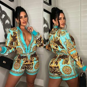 2023 Spring Two Pally Pants Dames Designer Print Jacket en Shorts 2pcs Set Outfits Ship233o