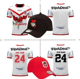 2023 St George Illawarra Dragons Anzac Rugby Jersey 2024/25 Dragons Mens Black Baseball Cap chapeaux Training Taille S-5XL