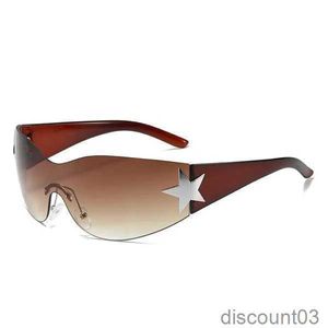 2023 Star One Piece Luxe Punk Lunettes de soleil sans monture Femmes Marque Designer Y2K Lunettes de soleil Hommes Goggle Shades Uv400 Mode Lunettes SG559 6erhs