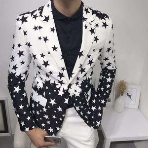 2023 Star Print Slim Fit Suite Jacket Gloednieuwe mannelijke club Stage Blazer Man Formaal trouwpak Prom Blazers For Men Costume Homme248Q