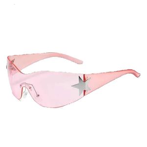 2023 Star Punk Randloze zonnebril voor dames en heren, merkontwerper Y2K zonnebril, UV400 bescherming mode-bril