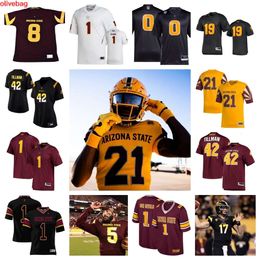 Maillot de football State Sun Devils 2023 93 Tristan lundi 29 Shawn Russ 23 Keontez Bradley 13 Josiah Cox 45 K'vion Thunderbird 73