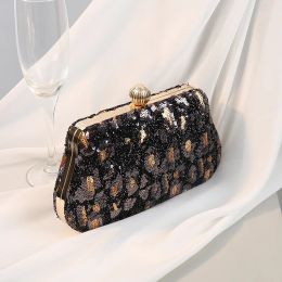 2023 Bolsa de cena de mujeres elegantes de las mujeres Luxures bordadas bordadas bolsas de mango de mango de hombro leopardo embrague de impresión noble bolso noble