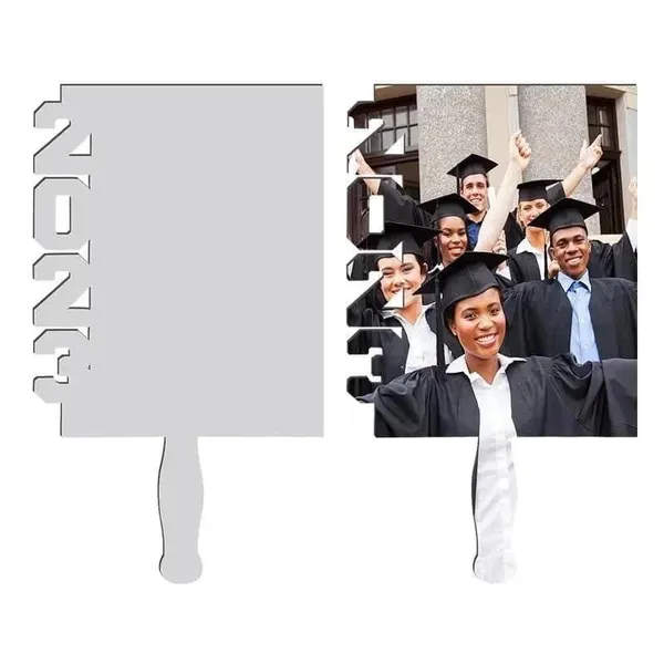 2023 Sublimación en blanco Grad Fans Suministros para fiestas Sublimación Photo Panel Frame Imprimible Graduación Photo Placa Paddle Fans Imagen personalizada 001