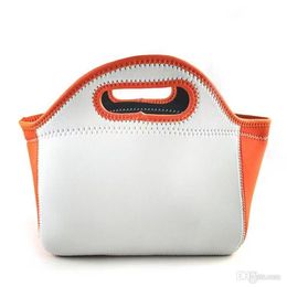 2023 Sublimación en blanco Bolsa de asas de neopreno reutilizable Bolso Bolsas de almuerzo suaves aisladas con diseño de cremallera para la escuela de trabajo Express