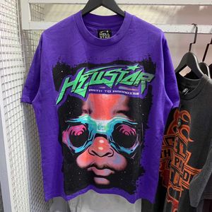 2023 Summer American Hip Hop Street Trendy Brand Hell Star Cartoon Drukte losse casual T-shirts voor mannen en vrouwenparen