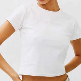 Camiseta corta Y2k para bebé, camisa Sexy fina en blanco para mujer, camiseta lisa transpirable de alta calidad 100% de algodón, verano 2023