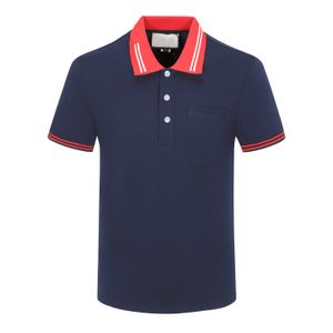 2023 Diseñador de verano Polo para hombre Camisas para mujer Cuello de color de lujo Estampado de rayas frontales Camisetas Bordado Letra Imprimir Camiseta Casual Poloshirt Azul