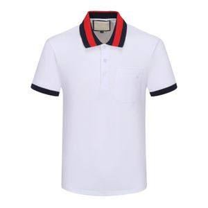 2023 Summer Designer Hommes Polos Chemises Femmes Luxe Col Couleur Poche avant Stripe Imprimer T-shirts Broderie Lettre Imprimer T-shirt Casual Poloshirt Blanc