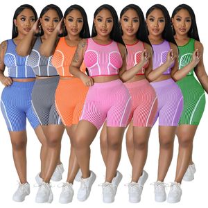 2023 Summer Designer Tracksuits For Women Two -Pally Shorts Sets Sexy Crop Tops Vest Sport Bra Shorts Yoga Outfits 2 -delige joggingpak