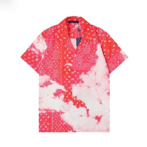 2023 Verano Europa Camisas para hombre Diseñador de París Hombres de lujo Ropa Color Carta Impresión Camisa casual Cool Hip Hop Manga corta Geometría Impresión Diseñadores M-3XL