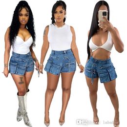 2023 été INS rue Denim jupe Cargo pantalon fermeture éclair épissage Multi poche couleur unie Shorts Wrap a-ligne Mini jupes tenues