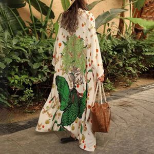 2023 Summer Kimono Beach Robe Maillot de bain Cover Ups Beachwear Robe à manches longues Sarong Femmes Lâche Cardigan Bikini Covers boho 240301