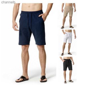 2023 été style coréen unique coton lin shorts hommes décontracté lâche couleur unie élastique taille lin shorts pour hommes S-XXLL230519