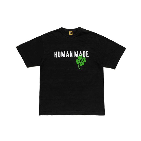 2023 Lettre d'été Feuille verte imprimée HUMAN MADE T-shirts pour hommes 100% coton Tissu confortable T-shirt à manches courtes pour hommes femmes S-2XL Japan Tide Brand Tee