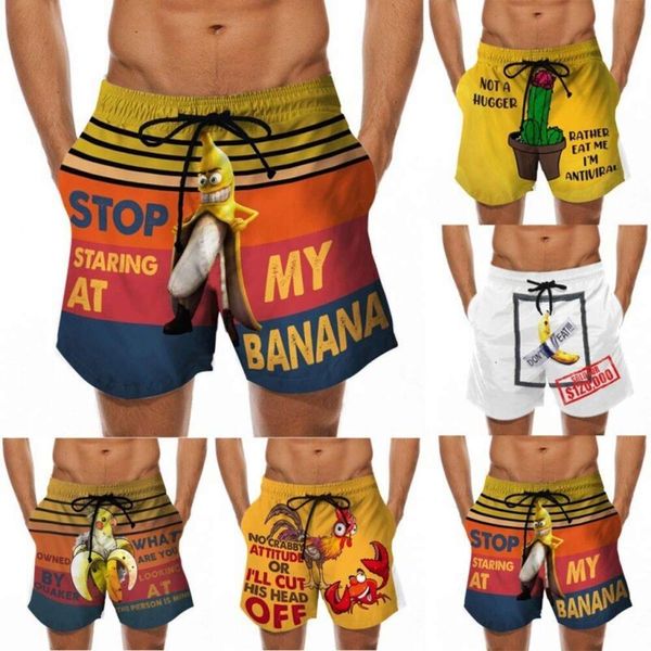 2023 Summer Men's Beach Pants Fun 3d Impresión digital creativo Funny Banana Banana Shorts 21