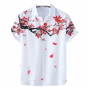 2023 Summer Men's Floral Style chinois Chemise à manches courtes Chemises hawaïennes pour hommes Plus Taille Tops à séchage rapide Tee-shirt Homme Camisa f0vl #