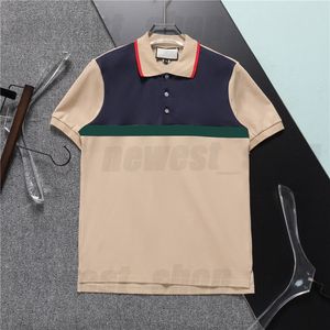 2023 Zomer Heren Plus Tee Polo designer t-shirt heren shirts patchwork kleur voorvak top t-shirts Casual katoen revers blauw abrikoos T-shirts XXXL 3XL