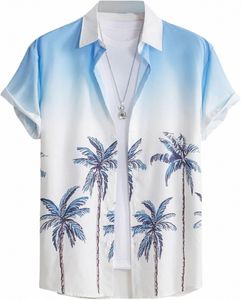 2023 Chemise d'été pour hommes Chemise hawaïenne Homme Cocut Tree 3D Imprimer Chemise à manches courtes Beach Party Tops Fi Cool Hommes Vêtements W7Fv #