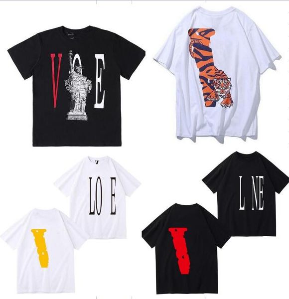 2023 Summer Mens Designer T-shirt Amis Lettre Imprimer Tees Big V Hommes Femmes Manches courtes Style Hip Hop Noir Blanc Orange T-shirts Vlonees Tees Taille S-XL