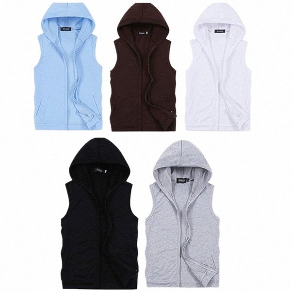 2023 Summer Mens Sweat à capuche Manteau Gilet Fi Couple Sleevel Gilet Casual Hood Veste pour hommes j8Xk #