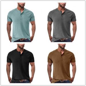 2023 Zomerheren T-shirt Korte mouw Knop Designer T-shirt Henley Shirts hoogwaardige T-shirt tops