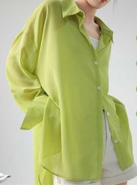2023 été nouveau design se sentir petit et petit mince chemise de protection solaire à manches longues en mousseline de soie climatisation chemise haut vêtements d'extérieur pour femmes