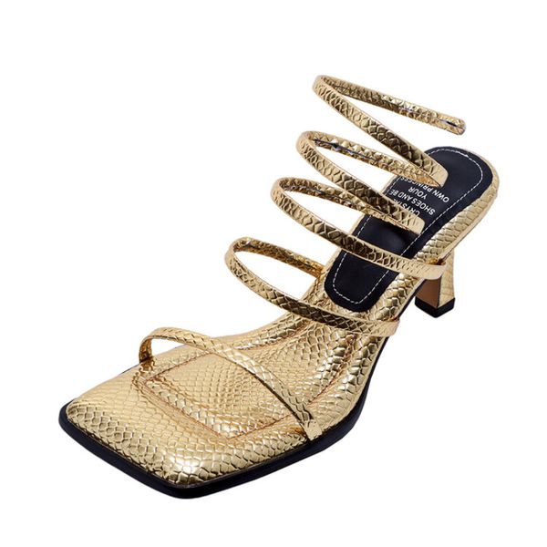 2023 été nouvelle mode confortable talon doré sandales hautes pour femmes Mary Jane talons hauts conception haut de gamme Noble esprit chaussures