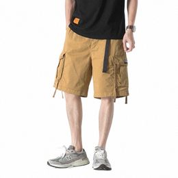 2023 Été Nouveaux Hommes Cargo Shorts Cott Lâche Solide Décontracté Droit Fi Sports De Plein Air Gym Survêtement Pantalon Cargo Court Pour Hommes 81Y1 #