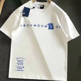 T-shirt à manches courtes pour hommes et femmes, décontracté, bleu, monogrammé Fusion, à la mode, vêtements de rue, été 2023