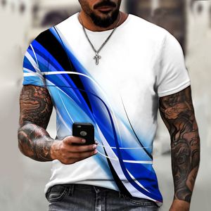 2023 été nouveaux hommes impression numérique à manches courtes T-shirt mode tendance polyvalent grand col rond ample T-shirt