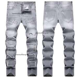 Jean gris tendance pour hommes, pantalon Long élastique personnalisé, coupe Slim, petits pieds, taille moyenne, nouvelle collection été 2023
