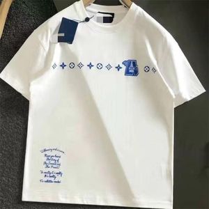 2023 Zomer Nieuwe heren Casual T-shirt T-shirt Blue Monogram Fusion T-shirt Luxe straatkleding voor mannen en vrouwen