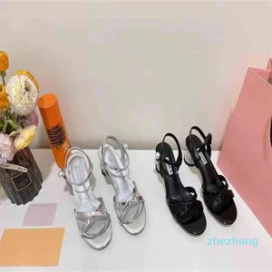 2023- Zomer Nieuwe Sandalen Dames Open Toe Round Head Regeerboeten Heel Black High Heel Wine Glass Heel Romeinse schoenen