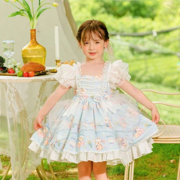 2023 Été Nouveau Espagnol Children's Lolita Princess Robe de bal de bal caricot annuel Design d'anniversaire de fête d'anniversaire Eid Girls Hobe A2571 L2405