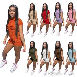 2023 Zomer Nieuwe vrouwen jumpsuits Solid Color Overalls Pockets Designer onesies sexy rits bodysuit mode casual rompers