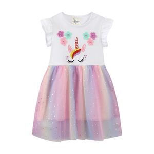 2023 été princesse fête filles robes sans manches vente chaude licorne broderie enfants robes Costume