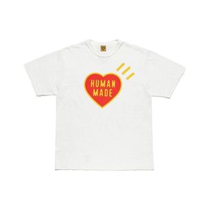 2023 Summer Red Love Heart Imprimé HUMAN MADE T-shirts pour hommes 100% coton Tissu confortable T-shirt à manches courtes pour hommes femmes S-2XL Japan Tide Brand Tee