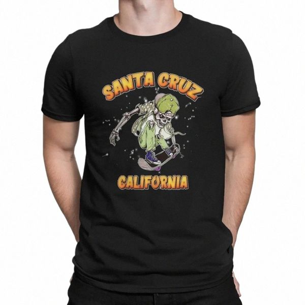 2023 Été Santa Bike Cruz T-shirt créatif pour hommes CA Skelet Skater Collier de base T-shirt Hip Hop Streetwear u48M #