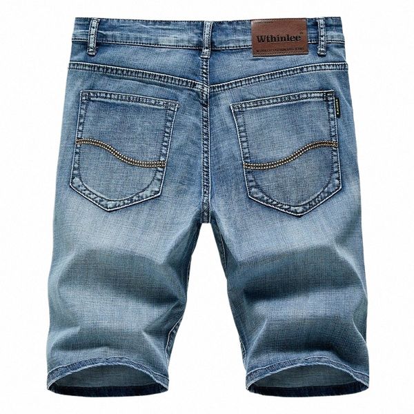 2023 Summer Shorts Jeans Hommes Denim Pantalon Stretch Bleu Foncé Fi Design Jeans Pour Hommes Slim Droit Mâle Jeans Courts Hombre z2mv #