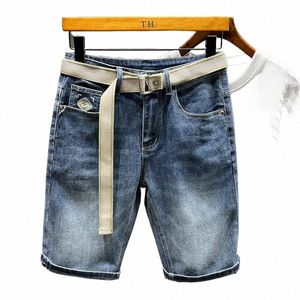 2023 Zomer Slanke Rechte Stretch Denim Shorts Voor Mannen Kleding Casual Klassieke Effen Kleur Broek Korte Jeans Streetwear X2iz #