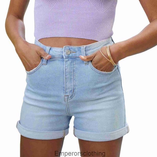 2023 Summer Street High Elastic Mid Rise Womens Denim Shorts super chaud