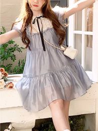 2023 été doux élégant robe femmes manches bouffantes Kawaii Lolita Mini robe femme fée même fête une pièce robe coréen Chic