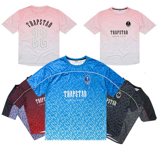 2023 verano Trapstar camiseta diseñador hombres fútbol Jersey Casual manga corta malla suelta secado rápido gradiente Streetwear camiseta Aojk