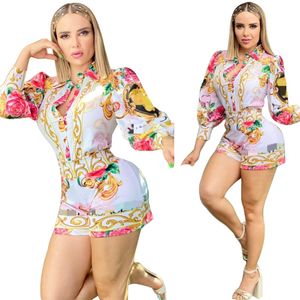 2024 Mode Tweedelige Sets Vrouwen Designer Revers Hals Shirt en Shorts Set Outfits Gratis Schip